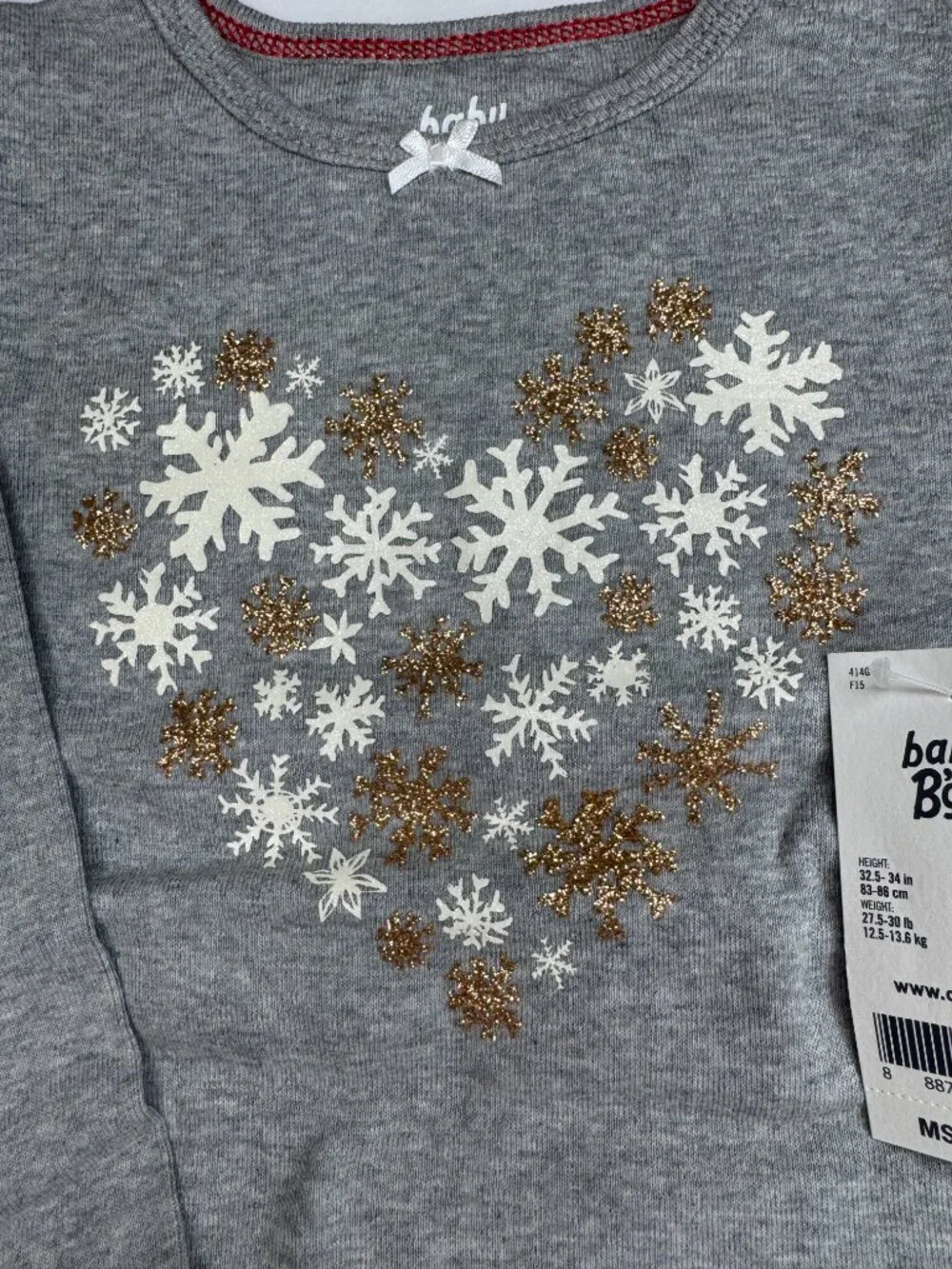 Baby B’gosh by OshKosh Girls Long Sleeve Snowflake Heart Bodysuit 24 Month
